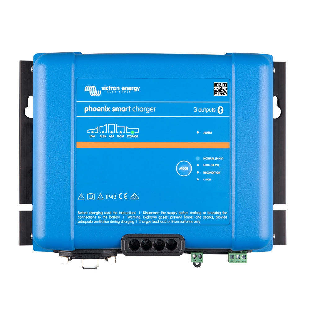 Victron Energy Phoenix Smart IP43 Charger 24/25 - Adaptive 3-Output Marine Battery Charger with Bluetooth Monitoring