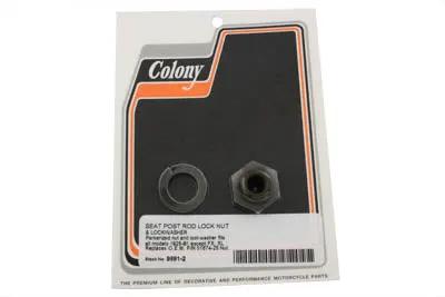 Colony Parkerized Seat Post Rod Lock Nut and Lock Washer for Harley Davidson EL & FL Models by Colony
