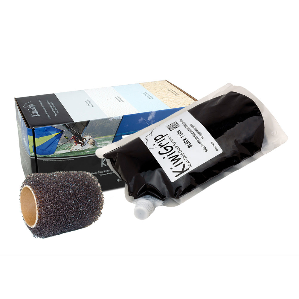 KiwiGrip 1 Liter Pouch - Black with 4-Inch Roller for Non-Slip Boat Deck Coating