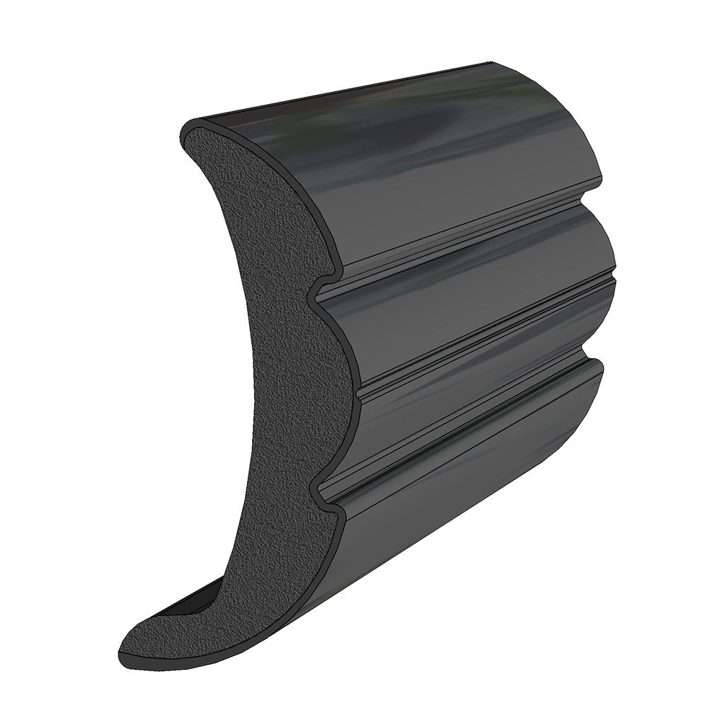TACO Marine V21-9906BKA60D-1 Rigid Vinyl Flex-Core Rub Rail, 2 Inch x 7/8 Inch, Black, 60 Feet