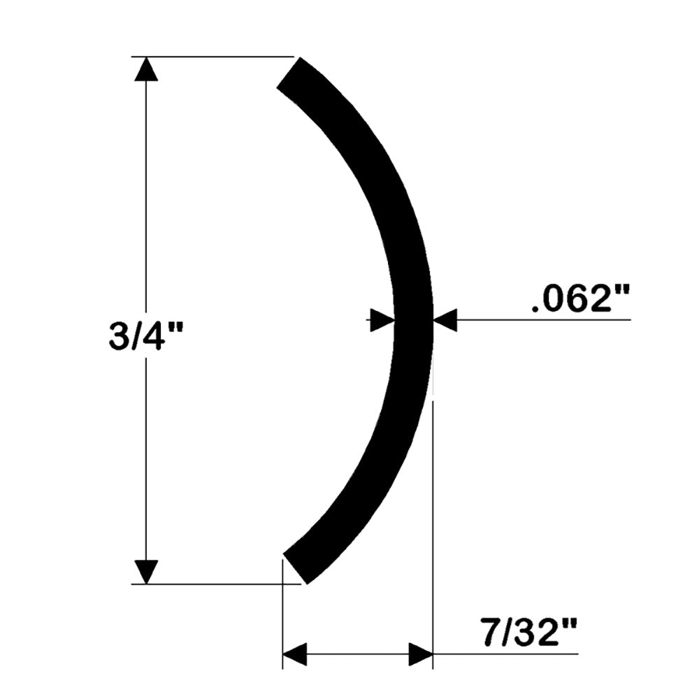 TACO Marine Hollow Back 304 Stainless Steel Rub Rail Insert – 3/4 inch x 6 feet