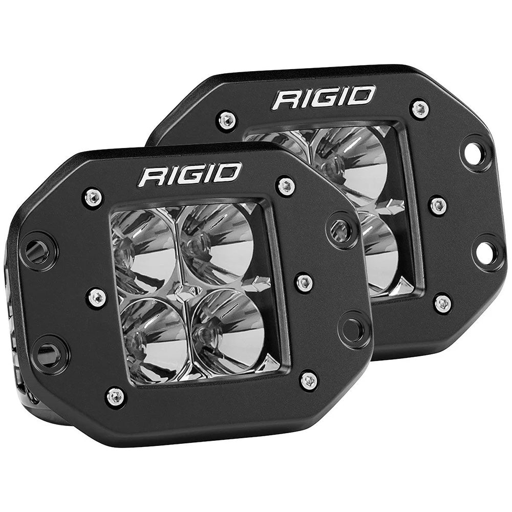RIGID Industries D-Series PRO Flood Flush Mount Black Light Pair