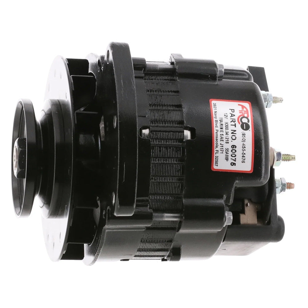 ARCO Marine Premium Replacement Universal Alternator with Single Groove Pulley - 12V 55A
