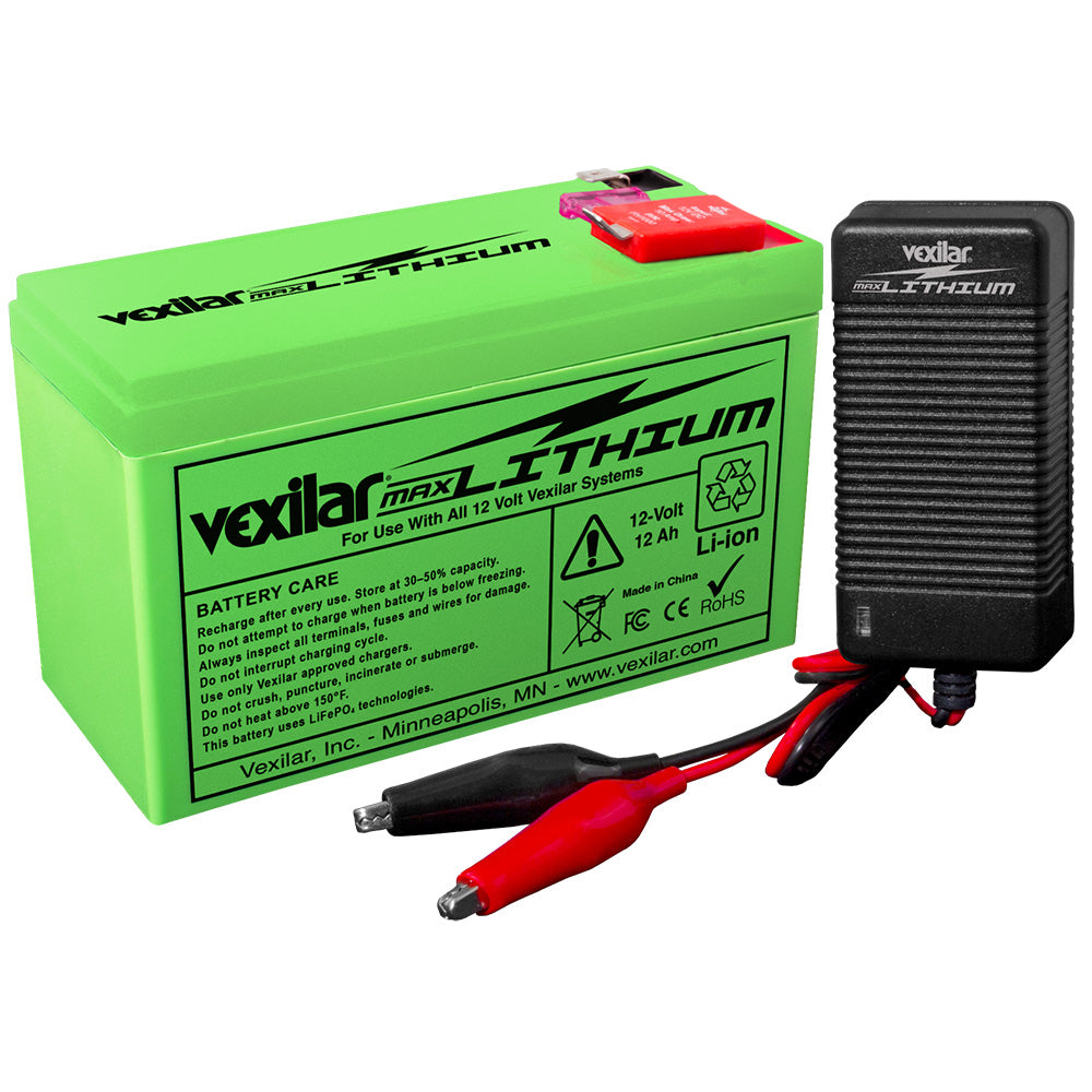 Vexilar V-220L 12V 12Ah MAX Lithium Battery with V-420L Rapid Charger