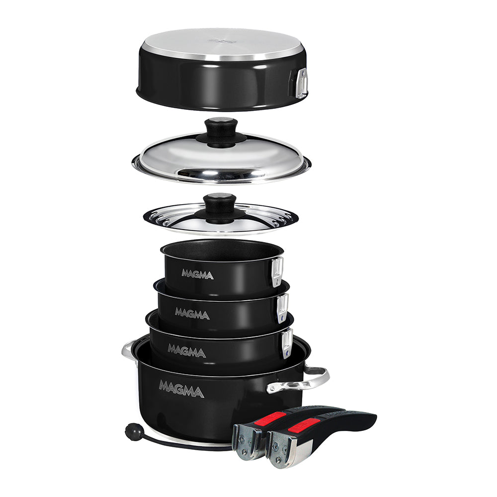 Magma Nestable 10 Piece Induction Non-Stick Enamel Finish Cookware Set - Jet Black by Magma
