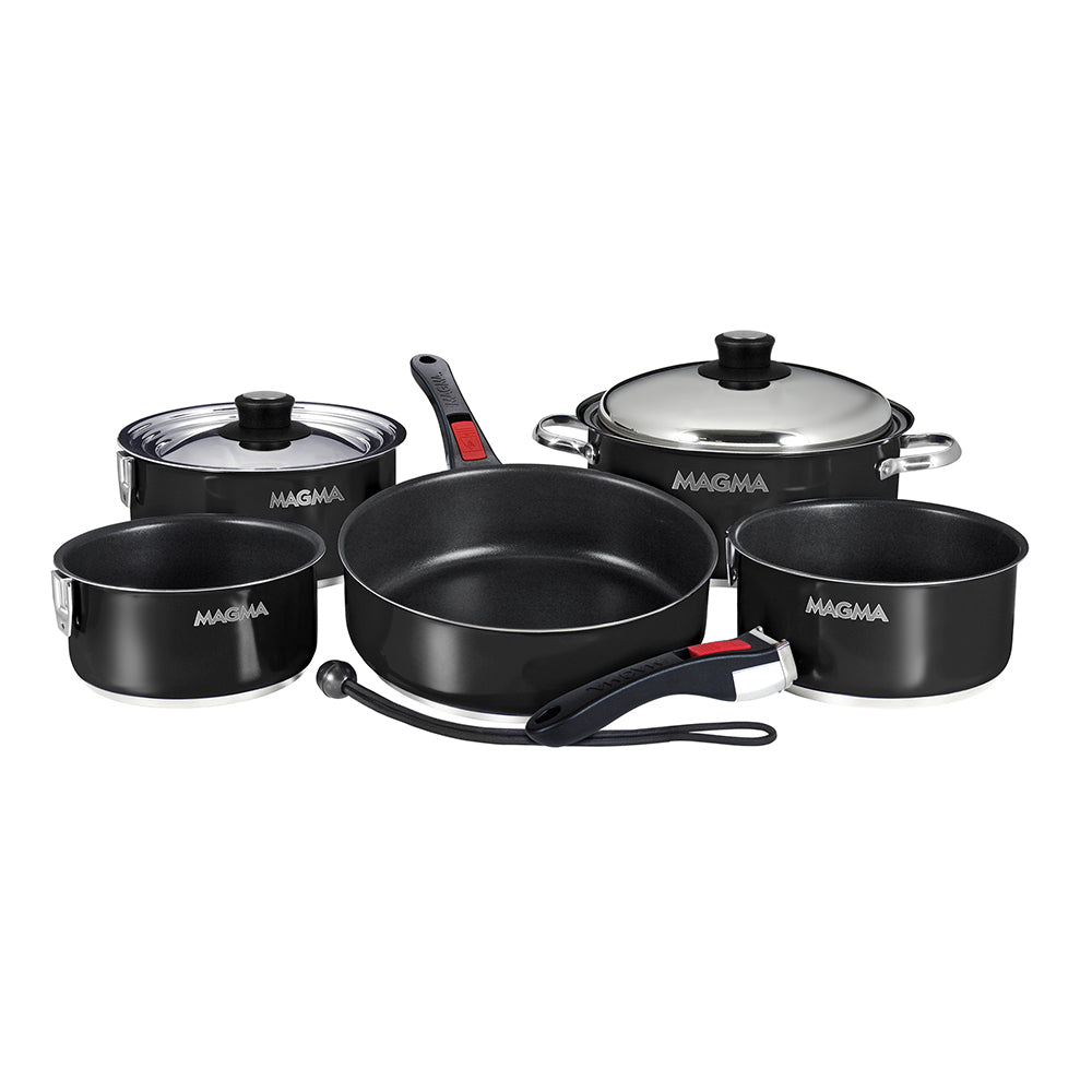 Magma Nestable 10 Piece Induction Non-Stick Enamel Finish Cookware Set - Jet Black by Magma