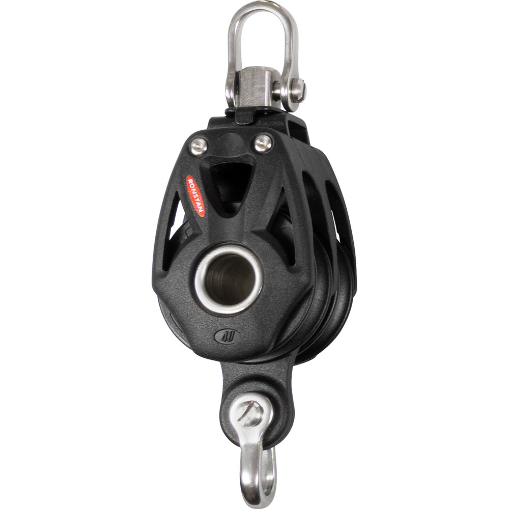 Ronstan Series 40 Orbit BB Double Block with Becket and Swivel Shackle - High Load Marine Pulley System