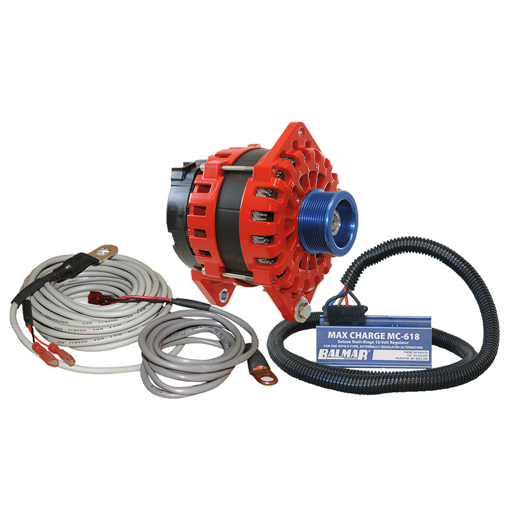 Balmar Alternator 250 AMP Kit 12V with Dual Foot Saddle Mount and J10 Pulley - Includes Regulator & Temp Sensor