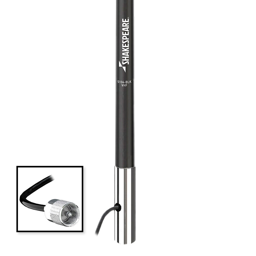 Shakespeare 5104 4' Classic VHF Antenna with 15 ft RG-58 Cable - Black
