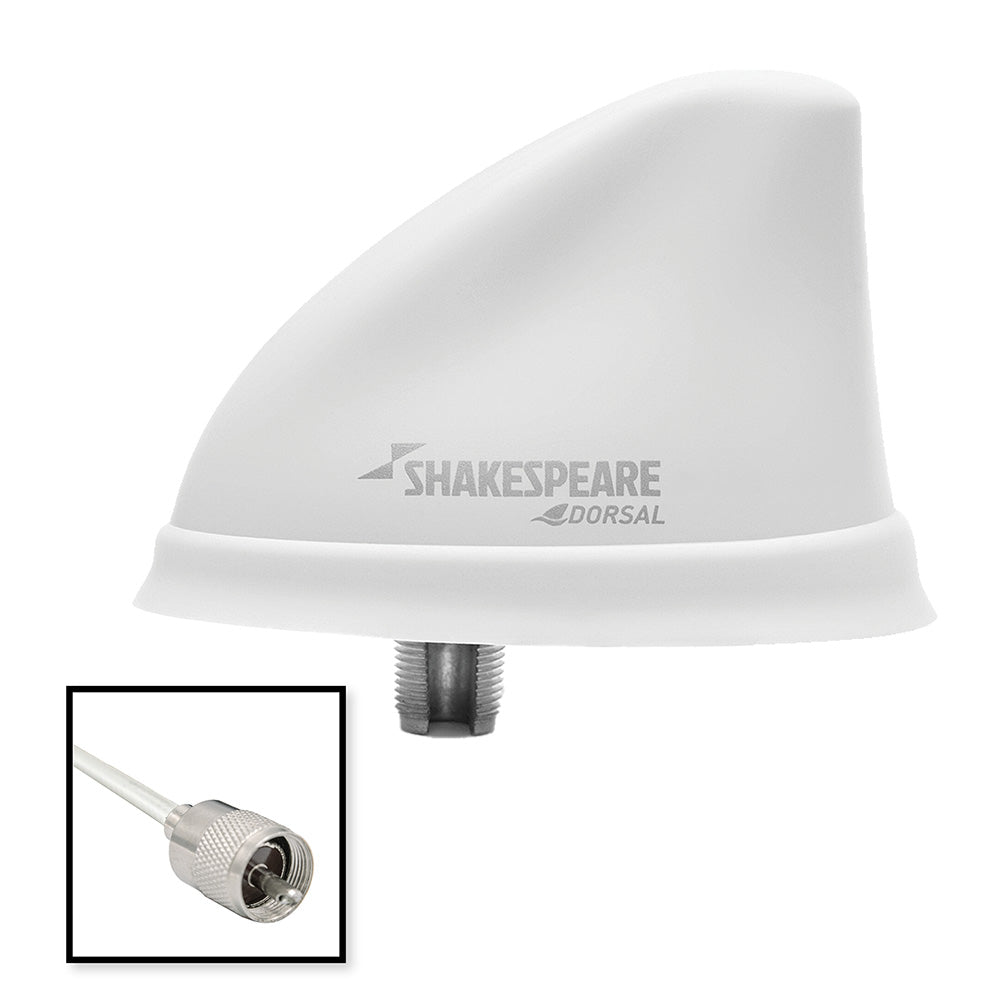 Shakespeare Dorsal Antenna White Low Profile 26' RGB Cable with PL-259 - Short-Range Marine Antenna