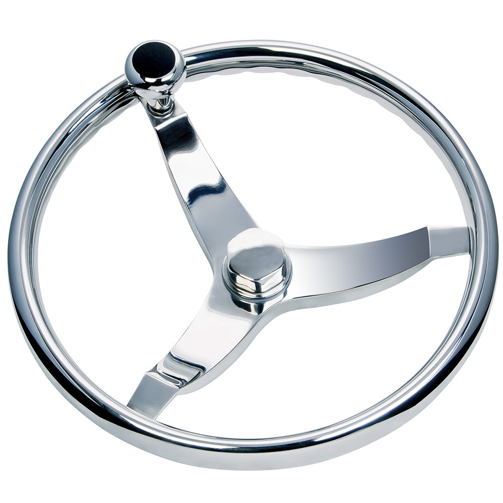 Schmitt Marine Vision FX Model 714 13.5-Inch Stainless Steel Steering Wheel with Knob and Finger Grip