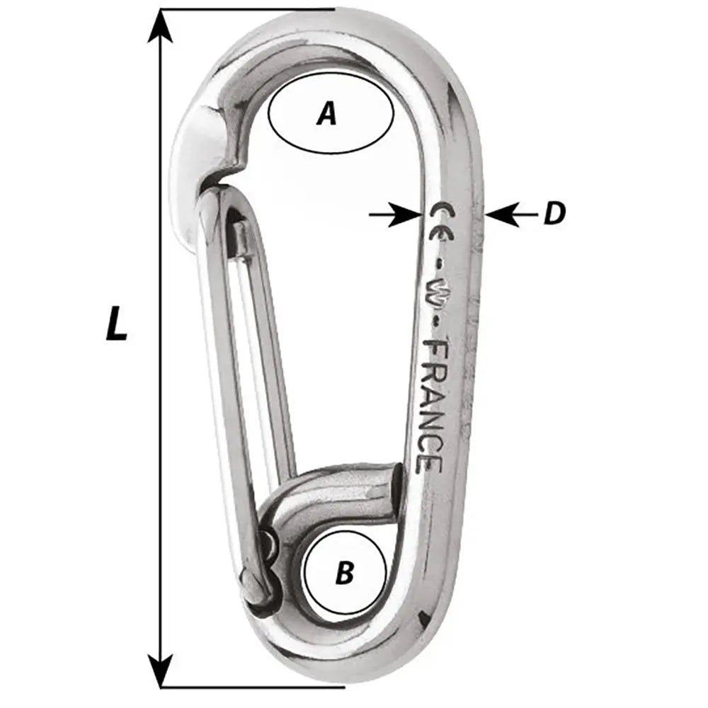 Wichard Marine Symmetric Carbin Hook 120mm Length - 15/32 inch Grade 316L Stainless Steel