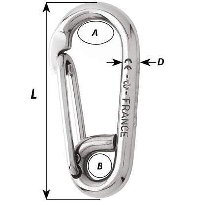 Wichard Marine Symmetric Carbin Hook 120mm Length - 15/32 inch Grade 316L Stainless Steel