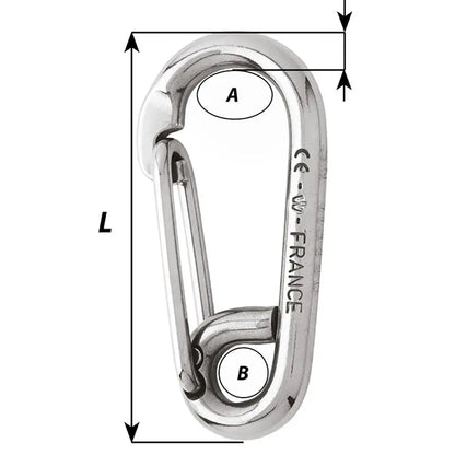 Wichard Marine Symmetric Carbin Hook 120mm Length - 15/32 inch Grade 316L Stainless Steel