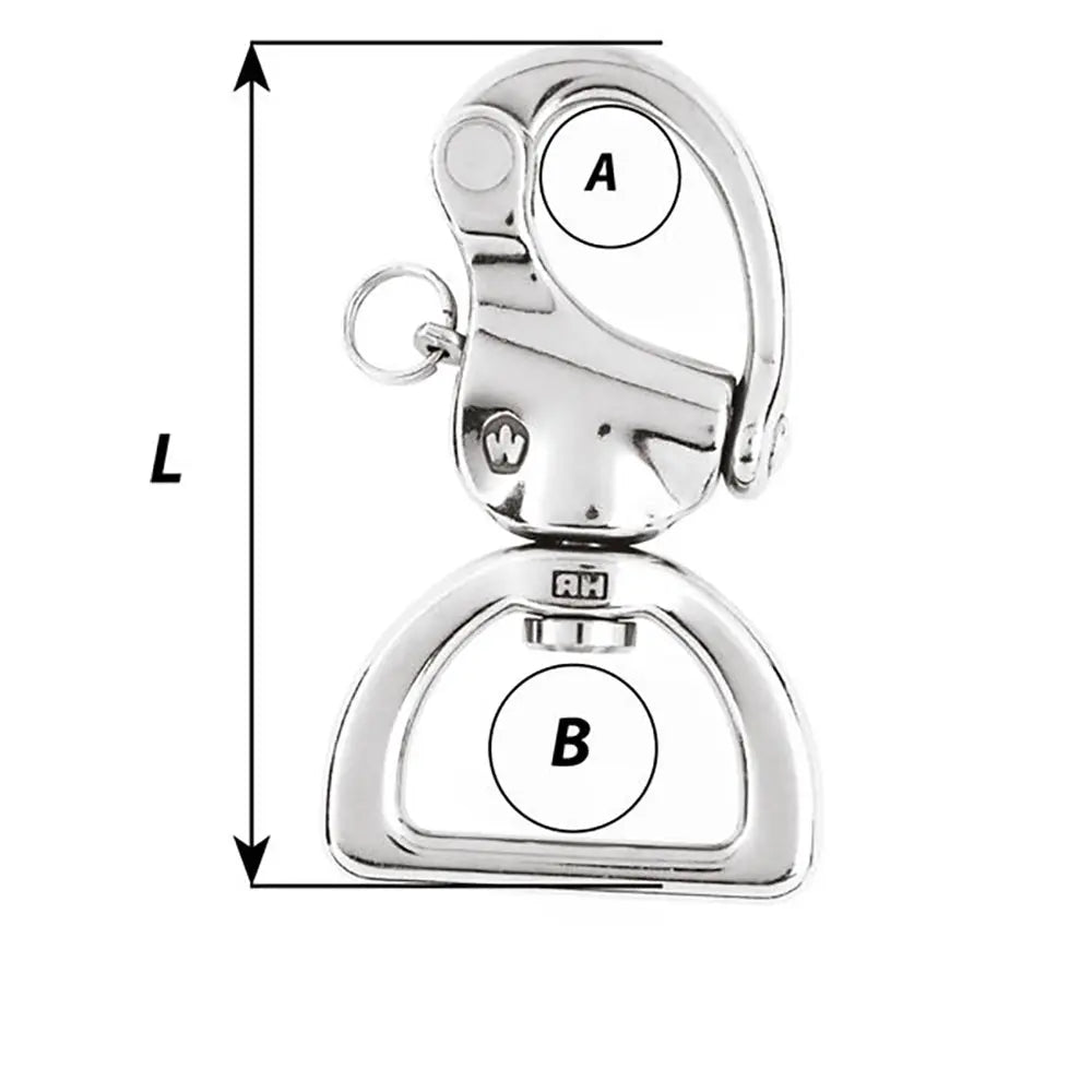 Wichard Marine Webbing Snap Shackle - 3-1/8 inch, Grade 17.4PH Stainless Steel