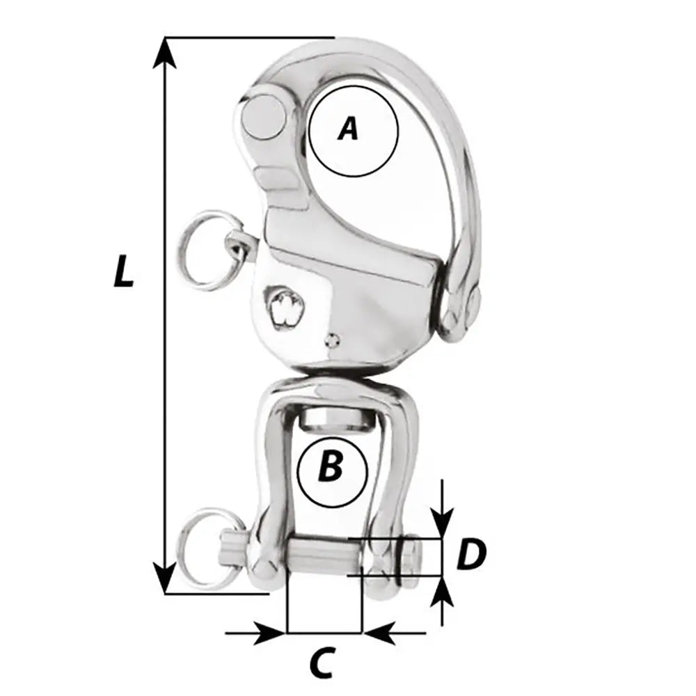 Wichard Marine HR Snap Shackle with Clevis Pin Swivel - 4-23/32 Inch Length