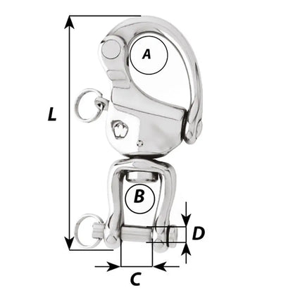 Wichard Marine HR Snap Shackle with Clevis Pin Swivel - 4-23/32 Inch Length