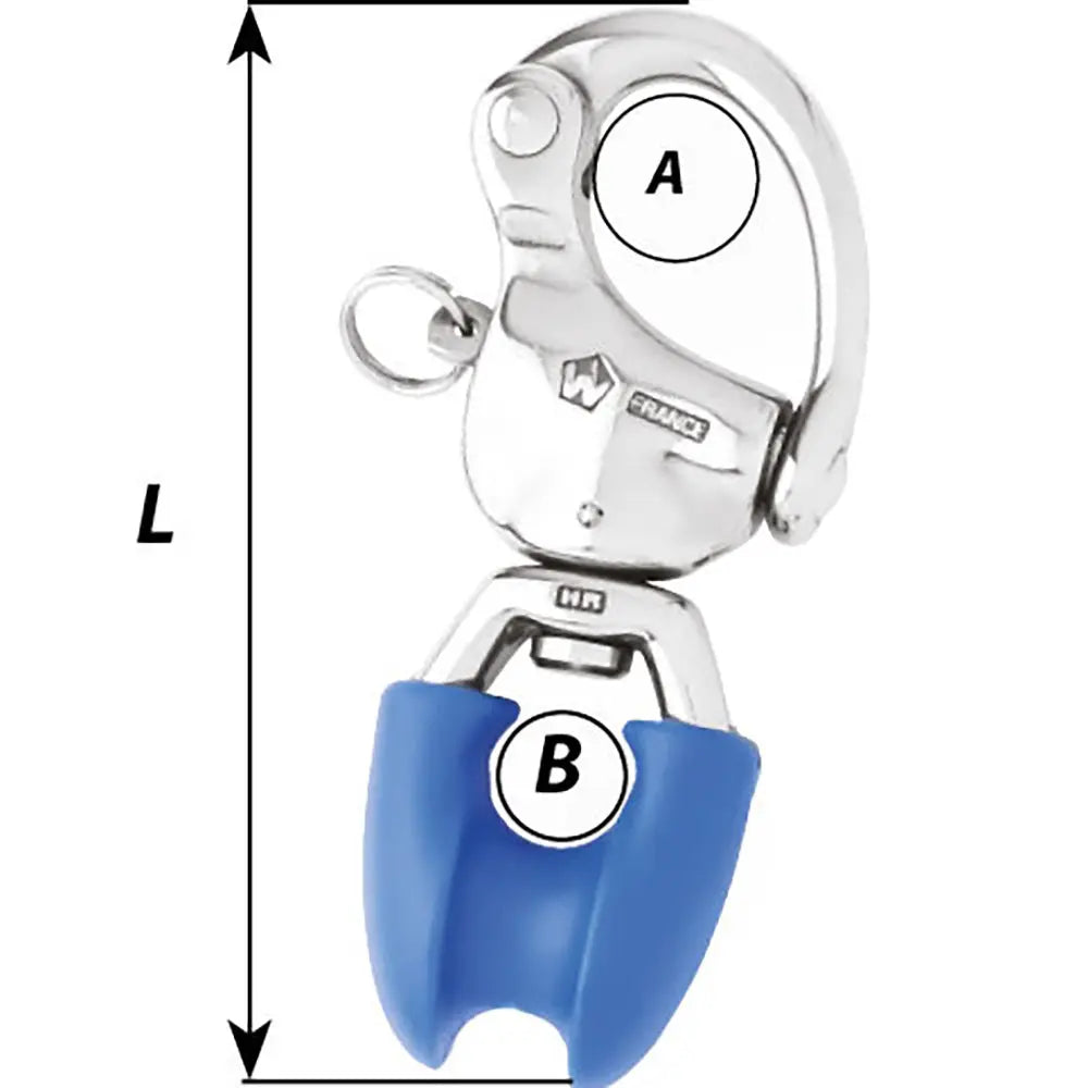 Wichard Marine HR Snap Shackle with Thimble Eye - 110mm (4-21/64") Length for Nautical and Industrial Use