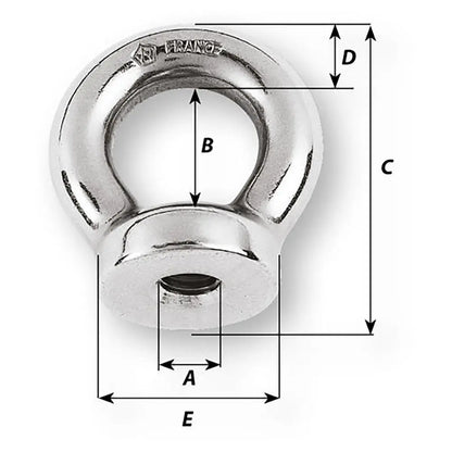 Wichard Marine 8mm Eye Nut with 1/2 inch Diameter for Heavy-Duty Marine and Towing Applications