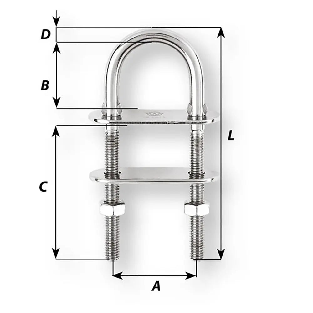 Wichard Marine U-Bolt Pad Eye 6mm Diameter, 2-3/4 inch Length for Marine and Industrial Use
