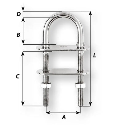 Wichard Marine U-Bolt Pad Eye 8mm Diameter, 5/16 Inch, 80mm Length for Heavy-Duty Marine and Industrial Fastening