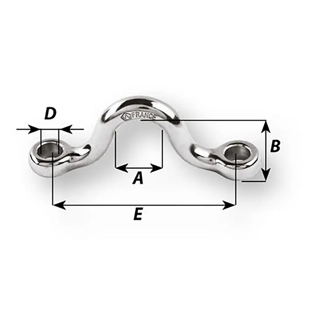 Wichard Marine Eye Strap 8mm Diameter, 5/16 Inch - 60mm Spacing, Stainless Steel for Secure Fastening