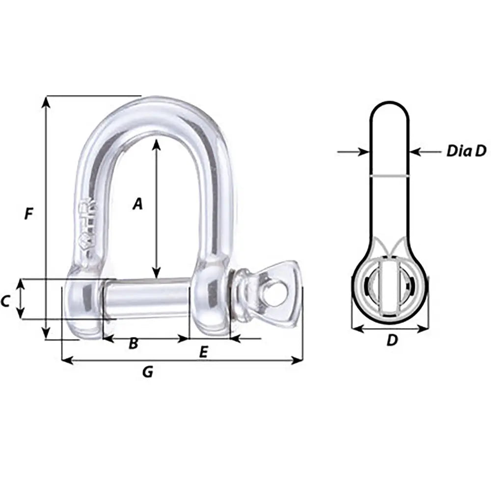 Wichard Marine HR D Shackle 20mm Diameter - Heavy-Duty Stainless Steel Lifting Hardware