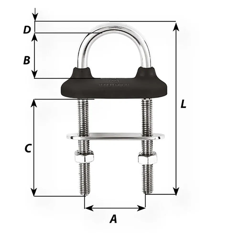 Wichard Marine Black Watertight U-Bolt 8mm Diameter, 5/16 Inch, 100mm Length
