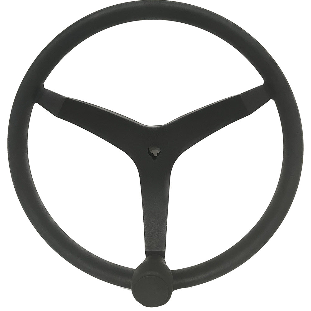 Uflex USA V46 13.5-Inch Stainless Steel Steering Wheel with Speed Knob – Black