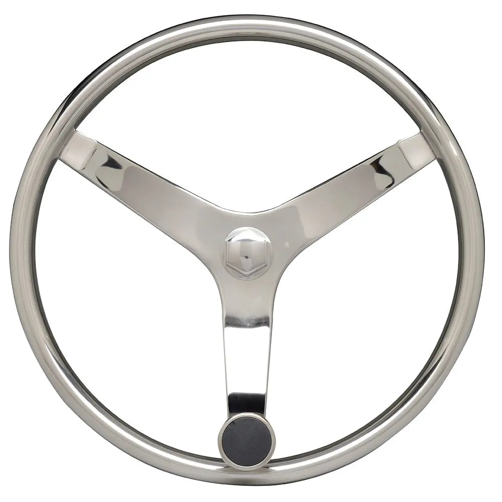 Uflex USA V46 13.5-Inch Stainless Steel Steering Wheel with Speed Knob