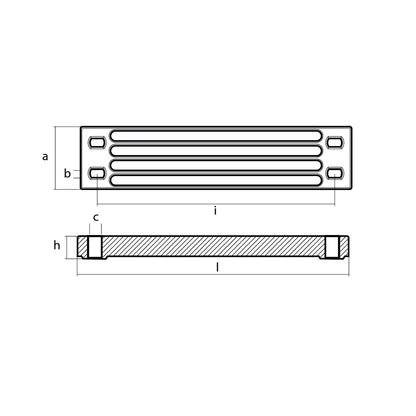 Tecnoseal Aluminum Yamaha Bar Anode for Engine Bracket - 200-300 HP Outboard Motor Protection