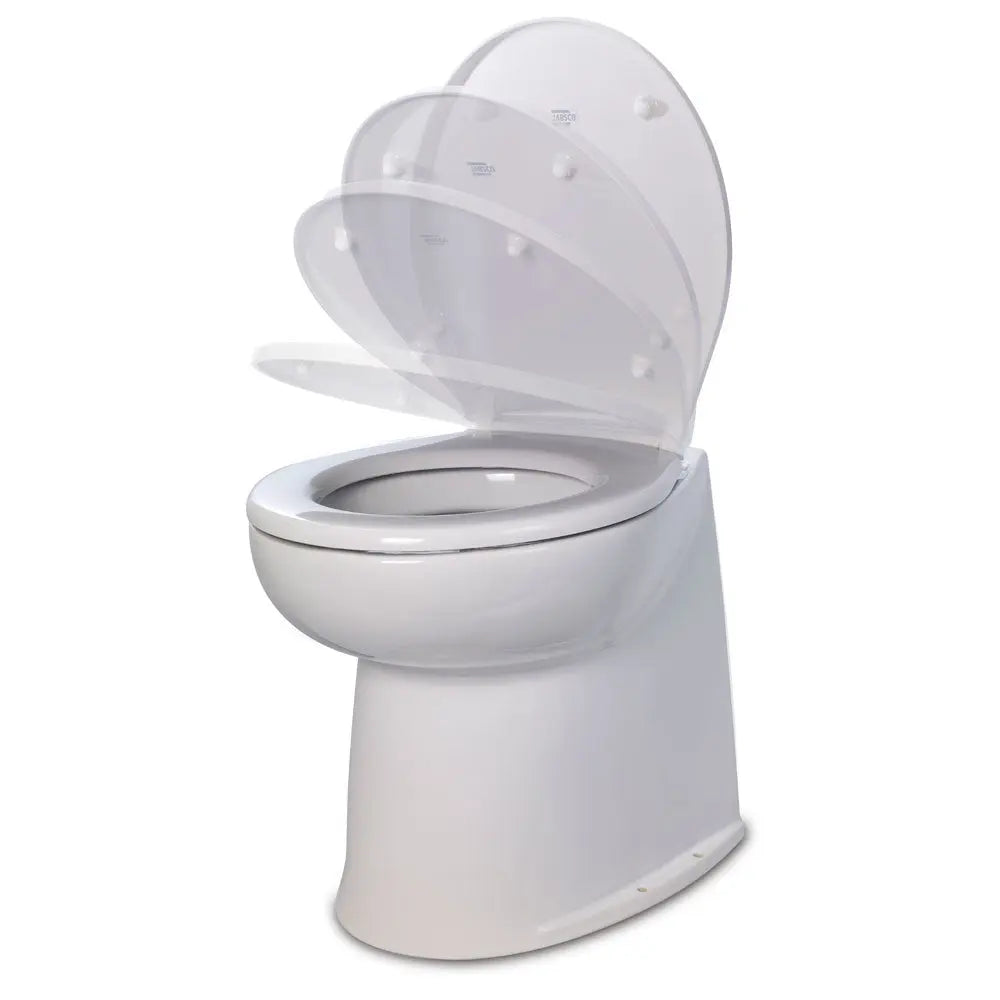 Jabsco Deluxe Flush 14" Straight Back 12V Freshwater Electric Marine Toilet with Soft Close Lid