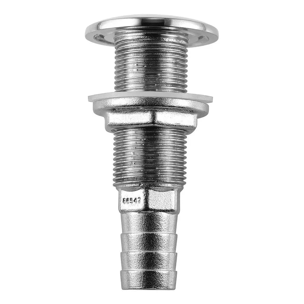 Attwood Marine Stainless Steel Thru-Hull Fitting, 3/4 Inch Inner Diameter, Standard Straight Barbed Design