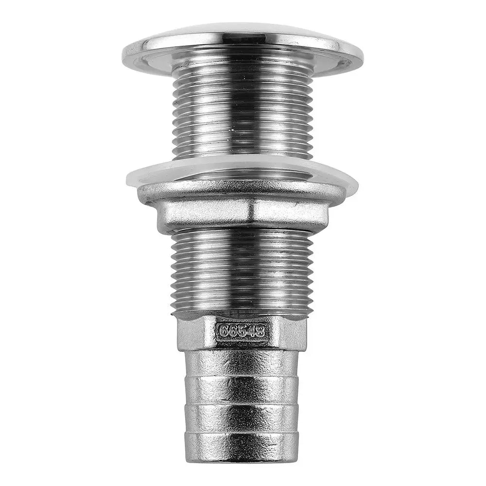 Attwood Marine Stainless Steel Thru-Hull Fitting, 1" Inner Diameter, Standard Straight Barbed