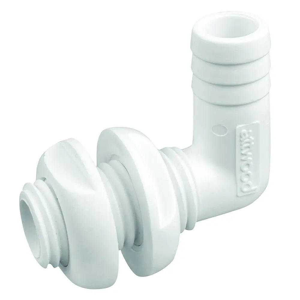 Attwood Marine White Plastic 90 Degree Thru-Hull Connector - 3/4 inch Inner Diameter