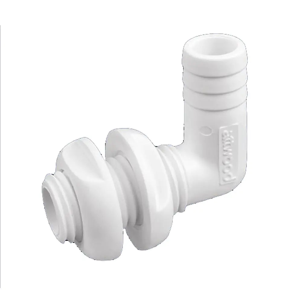 Attwood Marine White Plastic 90 Degree Thru-Hull Connector - 1-1/8 Inch Inner Diameter