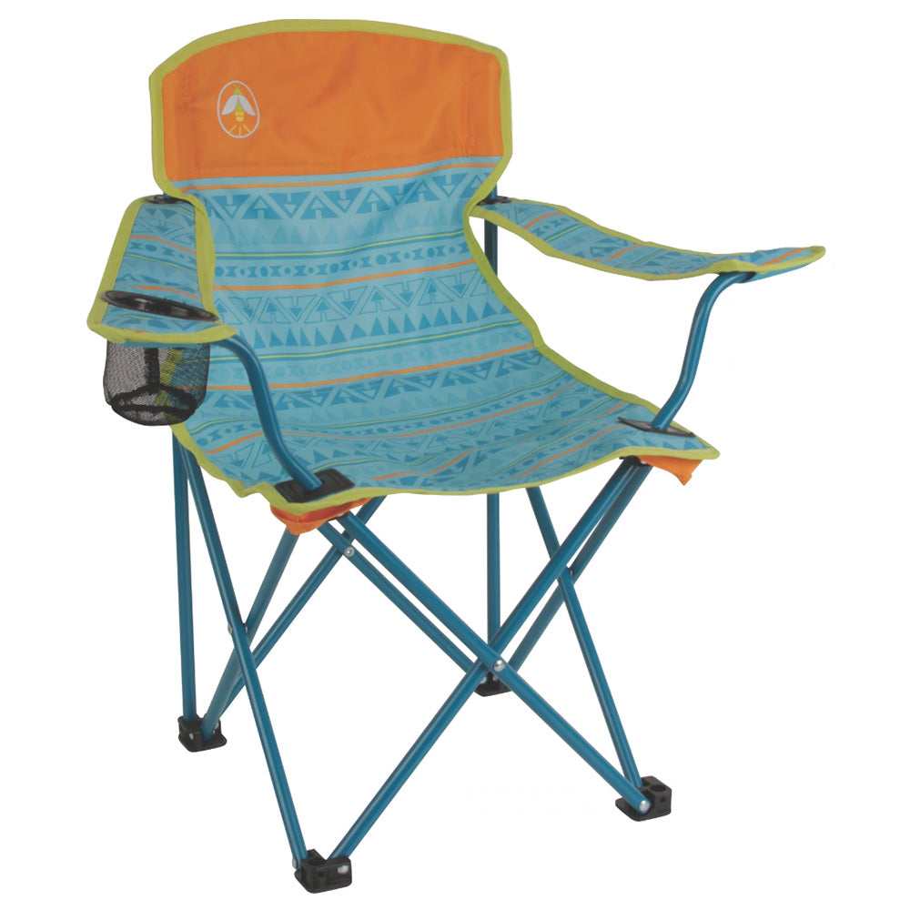 Coleman Kids Quad Chair - Teal with Mesh Cup Holder and Secure Frame