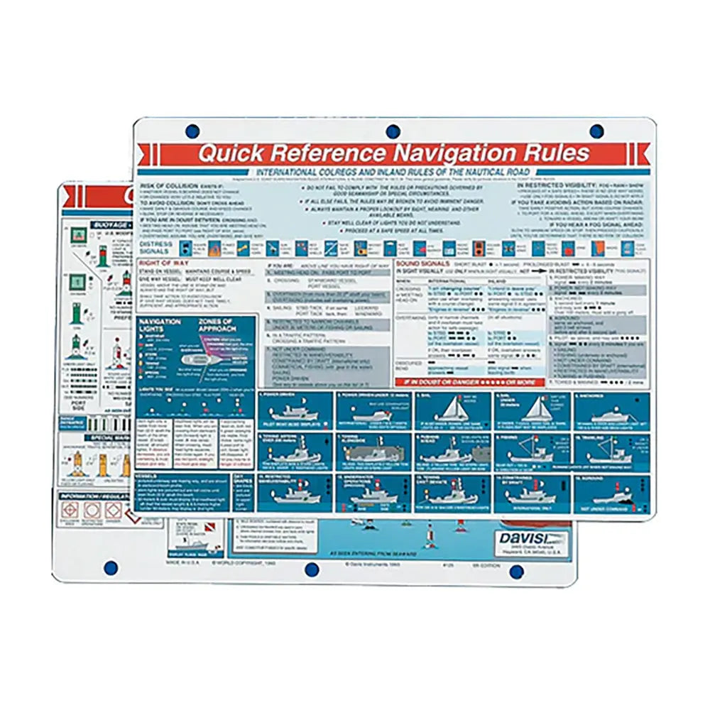 Davis Instruments Quick Reference Navigation Rules Card - 8.5 x 11 Inches, Durable Weatherproof Plastic