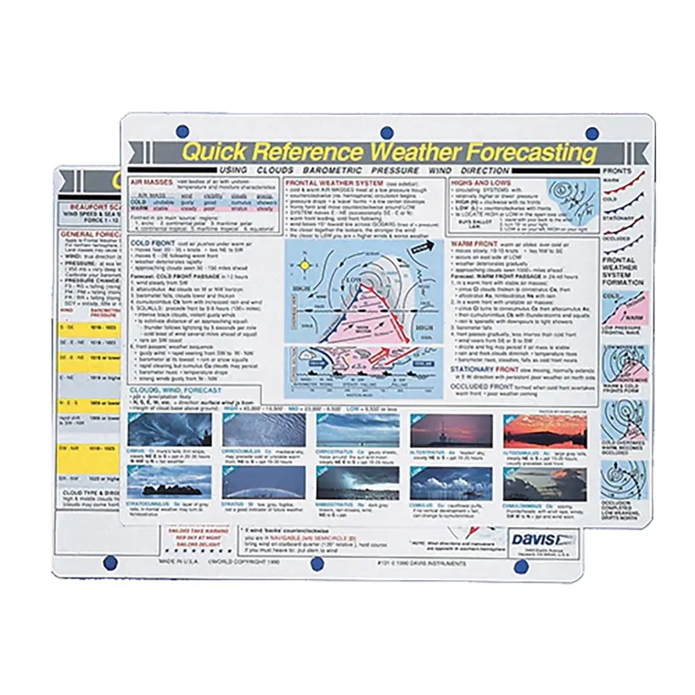 Davis Instruments Quick Reference Weather Forecasting Card - Part Number 131