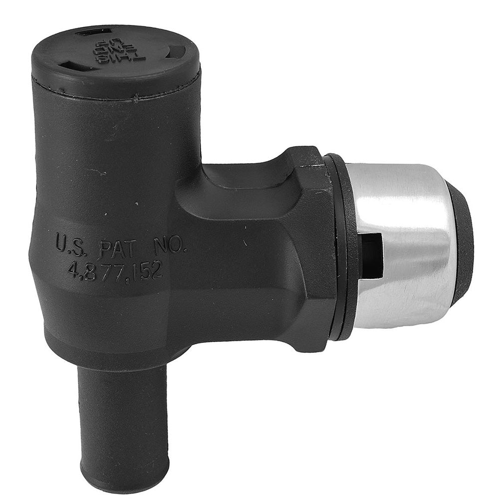 Attwood Marine 90 P-Trap Fuel Tank Vent with Stainless Steel Trim Cover - Black, Part Number 66419-3