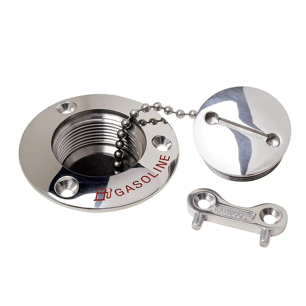 Attwood Marine Gasoline Deck Fill - 1-1/2 inch Stainless Steel Alloy with Long Neck and Watertight Cap