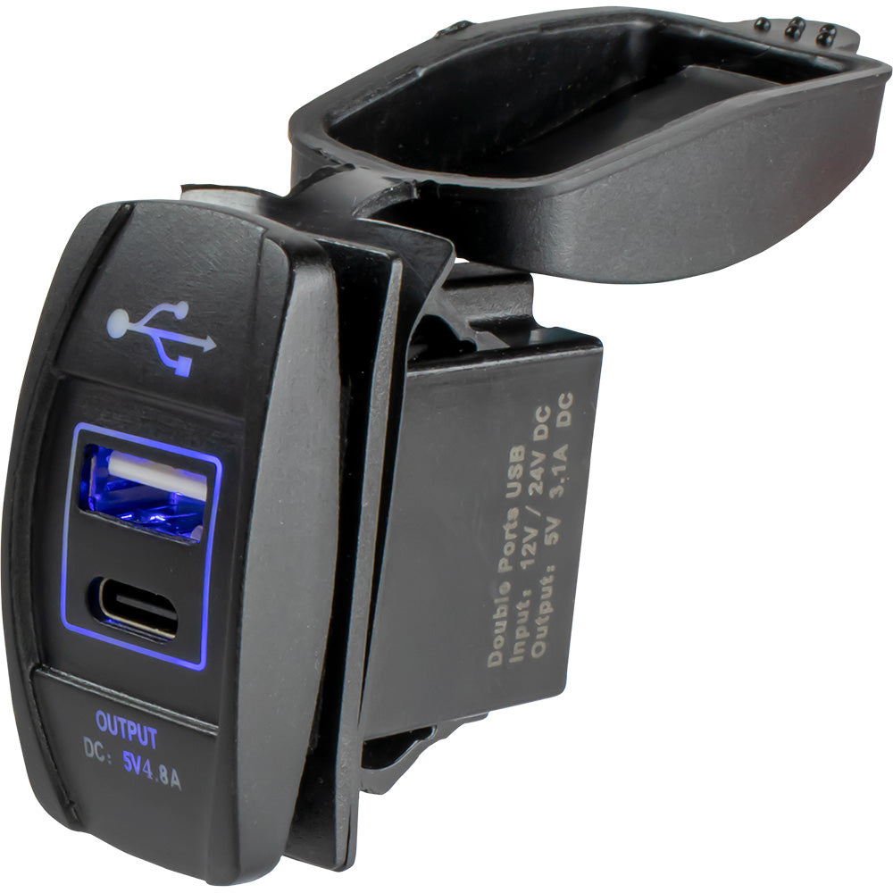 Sea-Dog 426521-1 USB and USB-C Rocker Switch Style Power Socket