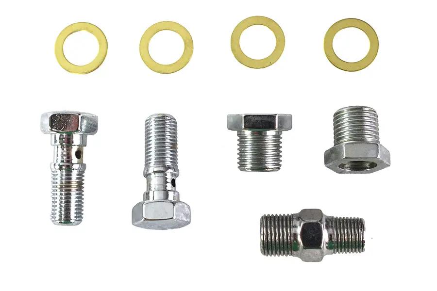Colony Chrome Oil Line Fitting Kit for Harley Davidson EL and FL Models by Colony