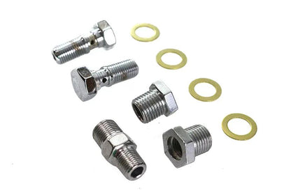 Colony Chrome Oil Line Fitting Kit for Harley Davidson EL and FL Models by Colony
