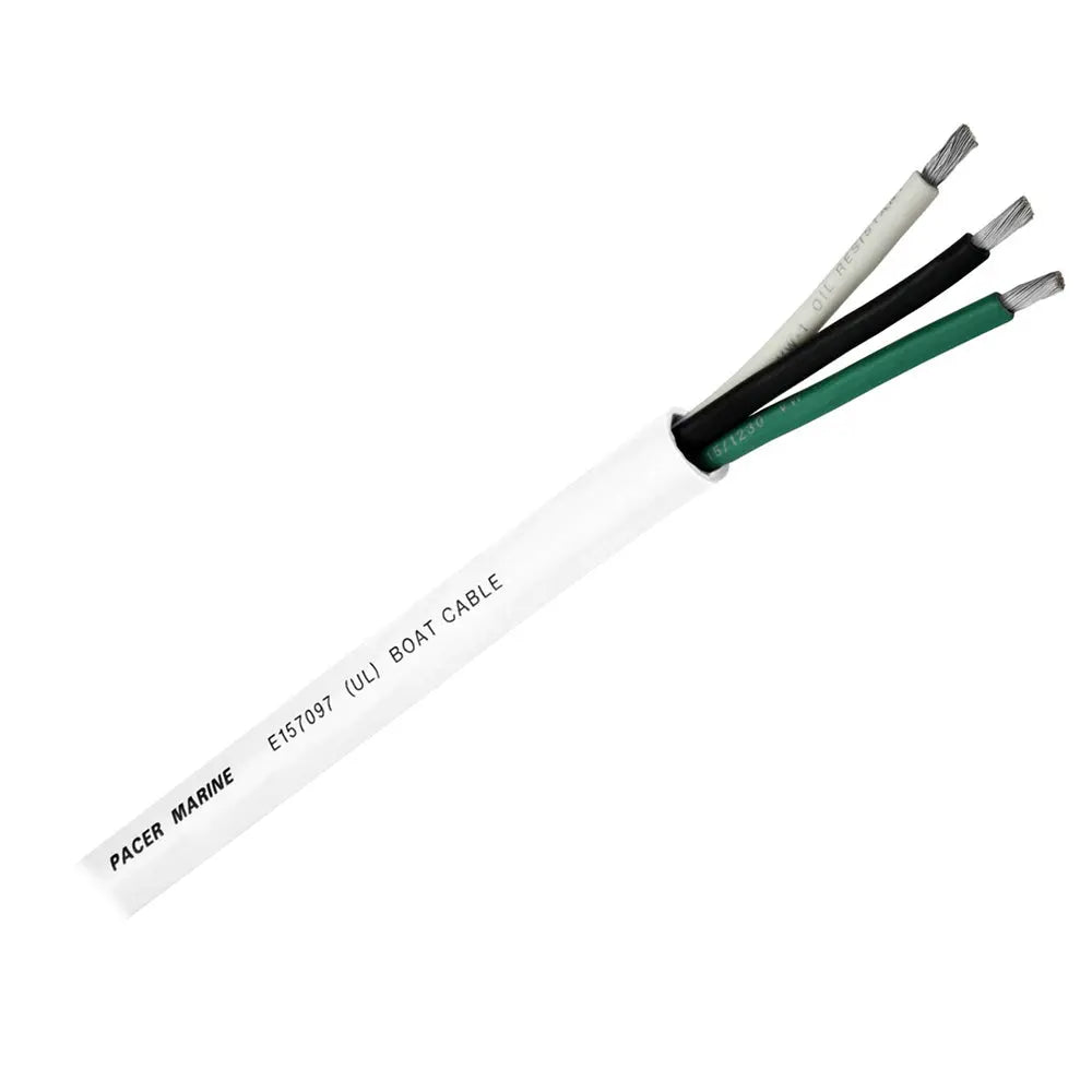 Pacer 12/3 AWG Round Marine Cable - 100 ft, Black, Green & White
