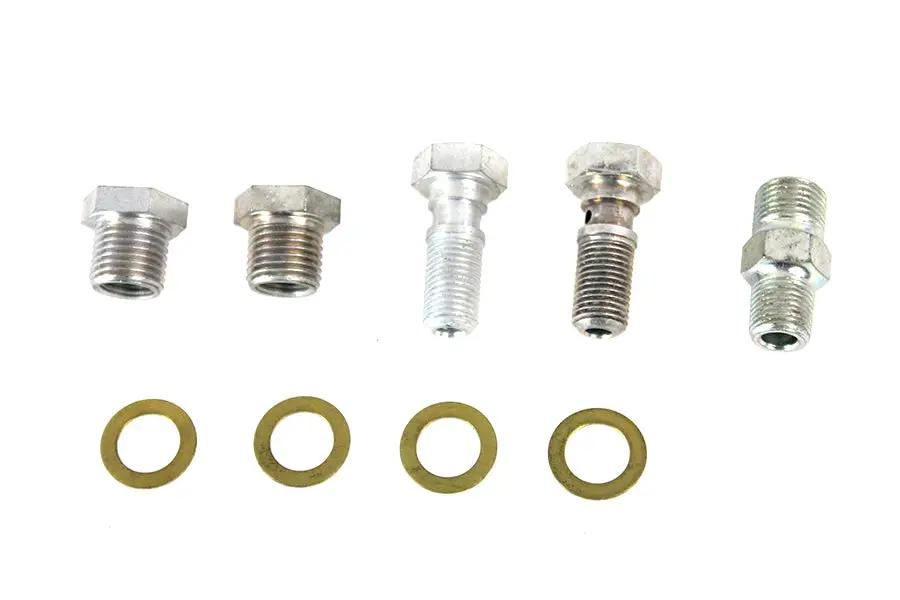 Colony Oil Line Fitting Kit Cadmium for Harley Davidson EL and FL Models by Colony