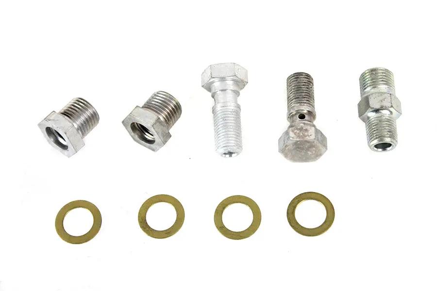 Colony Oil Line Fitting Kit Cadmium for Harley Davidson EL and FL Models by Colony