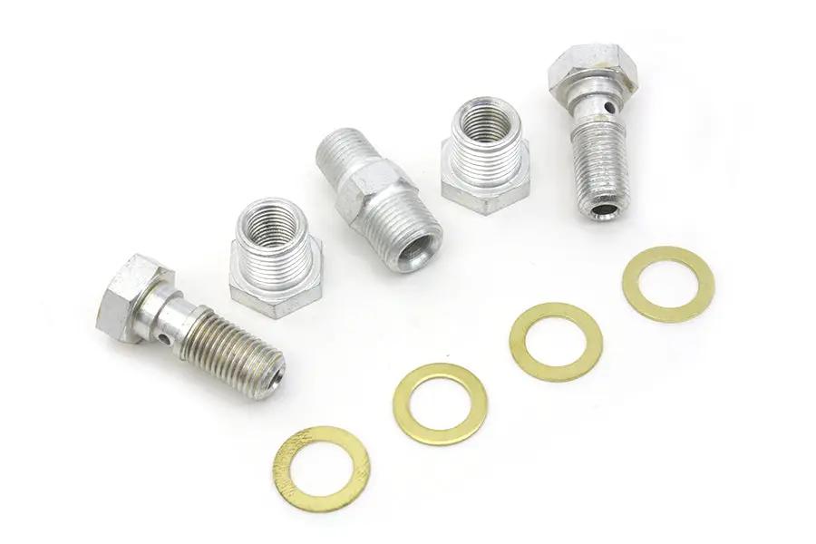 Colony Oil Line Fitting Kit Cadmium for Harley Davidson EL and FL Models by Colony