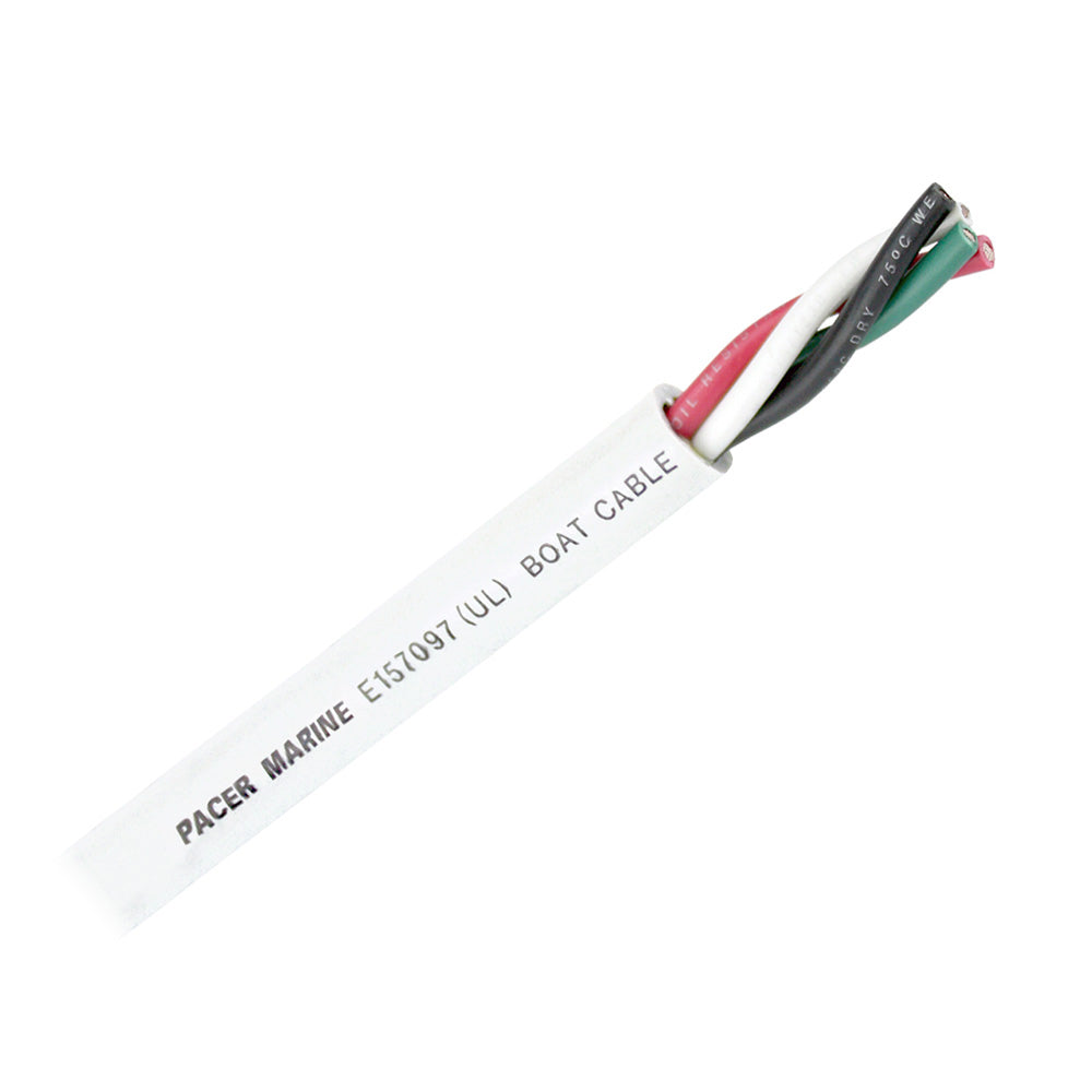 Pacer 10/4 AWG Round Marine Cable - 500 Feet, Black, Green, Red & White - Flexible Tinned Copper Conductors