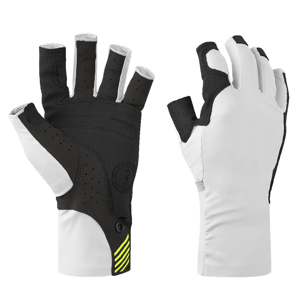 Mustang Survival Traction UV Open Finger Gloves Large White & Black - Sun Protection and Grip for Water Activities